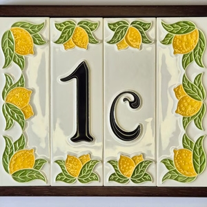 Hiện đại lõm chanh thiết kế vẽ tay mùa hè tươi gốm đen bóng Nhà số gạch trang trí kỹ thuật số gạch - Product Image 2