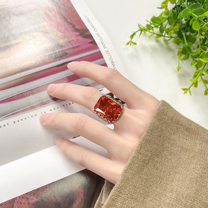 Luxurious Pave <strong>Ring</strong>: 15*20mm High-Carbon Simulated <strong>Fancy</strong> <strong>Diamonds</strong> in Brass (Yellow/Royal Blue/Rose/Red) - Product Image 5