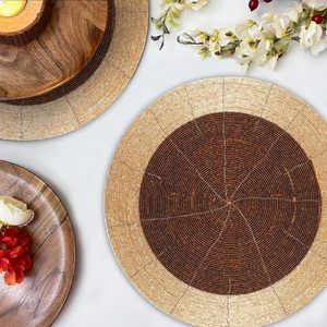 Handcrafted <b>Round</b> Beaded <b>Placemats</b> for Dining Table Wedding Christmas Decoration Family Gathering Parties - Product Image 3