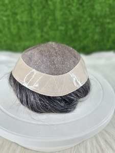 Système de remplacement droit Remy indien noir naturel 90%-120% densité régulière Mono technique attachée à la main droite/gauche/CENTRE toupet - Product Image 3