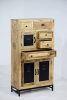 Meuble de rangement multi-tiroirs en bois brut de mangue au design industriel moderne, collection de qualité pour salle à manger, maison, salon, hôtel