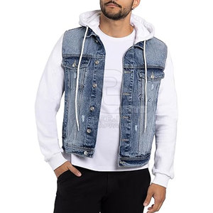 2025 couleur unie décontracté hommes lavage à l'acide jean veste avec col montant et Logo avant séchage rapide respirant de haute qualité - Product Image 4