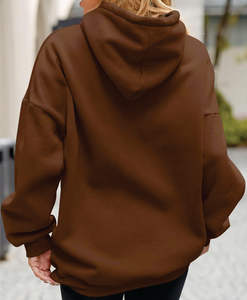 เสื้อฮู้ดดี้โอเวอร์ไซส์ผ้าฝ้ายออร์แกนิค 100% สำหรับผู้หญิง สไตล์ลำลอง แต่งลายปัก  ใส่สบาย ทันสมัย เหมาะสำหรับฤดูหนาว มีซิป  โลโก้ด้านหน้า  คอลเลคชั่นฤดูใบไม้ร่วง - Product Image 2