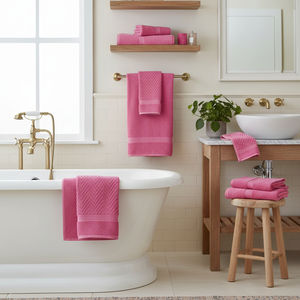 Juego de Toallas de Baño de Algodón de 2 Piezas con Borde Texturizado Dobby Chevron, Oeko-Tex Zero Twist, Lujo, Venta al por Mayor, Suministro para Boutiques - Product Image 6