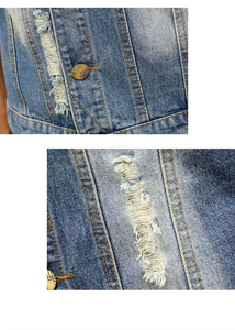 Mens Denim <b>Vest</b> | Sleeveless Casual Jean Jacket | Ripped <b>Slim</b> Fit Cowboy Waistcoat for Spring Streetwear Fashion - Product Image 6