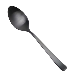 Cuillères en acier inoxydable noir mat couverts réutilisable en acier inoxydable 304 cuillère 6/12/18/24/28 pièces ensemble - Product Image 1