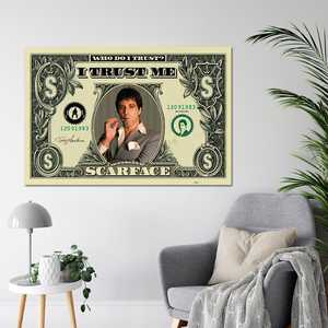Scarface Dollarschein - Arte de pared en lienzo de estilo moderno para Who Do I Trust? - Product Image 1