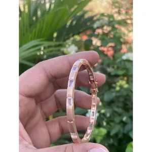 925 <b>Silver</b> Rose Quartz Fashion <b>Bracelet</b> Elegant <b>Bangle</b> with Intricate Design - Product Image 1