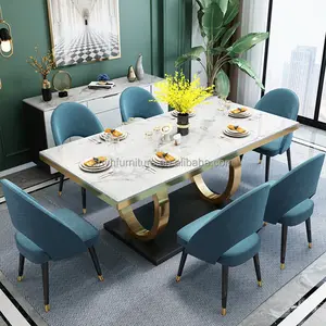2022 Gaya Nordic Populer Set Ruang Makan Modern Desain Mewah Italia Perabot Rumah Meja Makan Atas Marmer
