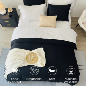 Tùy chỉnh màu đen Reversible Comforter thiết lập không gây dị ứng chần tấm ga trải giường cho nhà có thể giặt Duvet cover bedding Set - Product Image 6