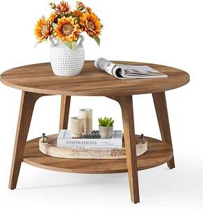 Mesa de Centro Moderna Cify Hecha de Madera de Teca Sólida con Acabado Natural para Uso en Interiores/Exteriores, Muebles para el Hogar - Product Image 1