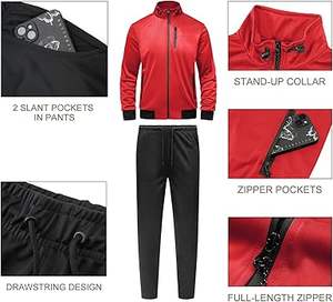 Chándal de entrenamiento de invierno con estilo para hombre, conjunto de 2 piezas de alta calidad, conjunto de chándal atlético con cremallera completa, manga larga de talla grande - Product Image 5