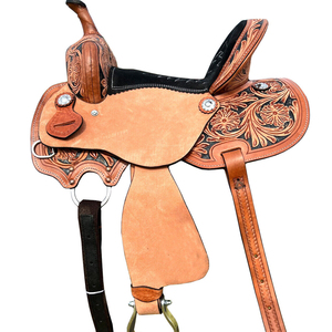 Sillín inglés con herramientas de primera calidad, sillín de cuero de caballo de carreras de barril occidental con juego de accesorios de equitación a juego - Product Image 1