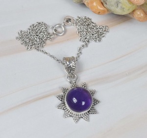 Collar de Plata de Ley 925 indio de la mejor calidad, piedra preciosa de amatista con chapado en oro rodio, regalo de boda, sello 'Love 925' - Product Image 3