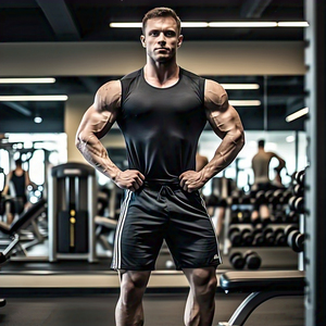 Pantalones cortos de gimnasio para hombre, ropa de entrenamiento de culturista de cintura elástica, equipo de ejercicio de patrón sólido de algodón y poliéster personalizable - Product Image 2