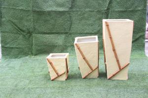 Elegante diseño de bambú hecho a mano FRP maceta Vertical alta maceta Circular duradera para el hogar Oficina jardín macetas y macetas - Product Image 2