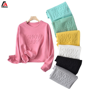 เสื้อฮู้ดดี้ผ้าฝ้าย 100% แบบนูน 3 มิติ สำหรับผู้หญิง คอกลม แบบสวมหัว เสื้อสเวตเชิ้ตผ้าฝ้าย 3 มิติ แบบนูน ผลิตตามสั่ง ขายส่ง - Product Image 6