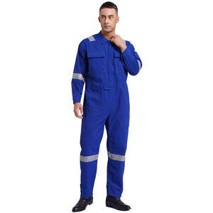 Durable Workshop Safety Coverall Food <b>Factory</b> Work Overalls Reflective Strips Multi-Pocket Dustproof Jumpsuit Made Polyester - Product Image 6