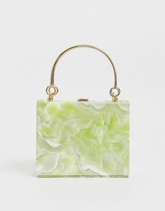 Prix abordable quantité minimale de commande bas vente en gros créatif noir marbre pailleté résine pochette avec chaîne pour dames décoratif sac à main sacs à main - Product Image 1