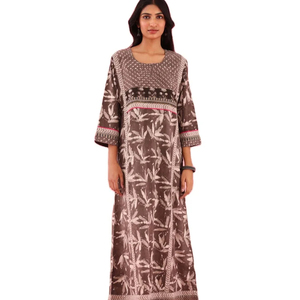 Collection unique Imprimé de feuilles Longueur de plancher Manches trois-quarts Occasion Casual Wear Imprimé Maxi - Product Image 3