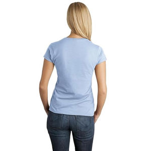 เสื้อยืดผู้หญิงแบบเรียบระบายอากาศได้ดีคอกลมสีล้วนสำหรับใส่ลำลอง - Product Image 5