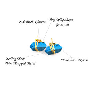 Boucles d'oreilles à tige en argent sterling 925 avec pierre précieuse Aquachalcedony fil d'or à facettes pour les fêtes ou les cadeaux - Product Image 3