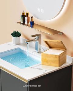 Caja de servilletas amarillenta de madera hecha a mano, el último soporte de pañuelos para mesa, caja de almacenamiento de toallas faciales - Product Image 4