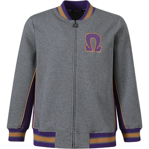 Veste d'échauffement en polaire Air Tech gris anthracite Fraternity Omega, veste zippée intégrale violette et or pour la vie grecque universitaire - Product Image 1
