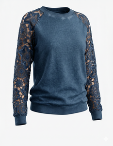 Sudadera Personalizada con Gráfico de las Chicas Superpoderosas Blossom, Mangas con Parches de Encaje, Estilo Y2K, Detalle de Crochet, Top de Manga Larga - Product Image 3