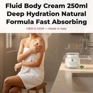 Crème hydratante profonde 250ml, crème pour le corps au beurre de karité, formule naturelle, absorption rapide, blanchissante, OEM, étiquette privée, Italie, RedMoringa - Product Image 2