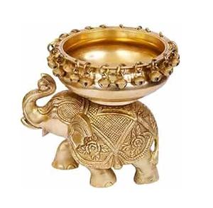 ดิยะและชามดอกไม้ทำจากทองเหลืองล้วนทำด้วยมือคุณภาพระดับพรีเมียมดีไซน์แบบทุบ - Product Image 6