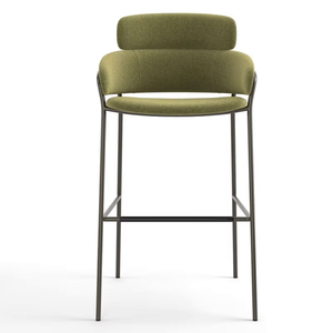 Tabouret de bar moderne rembourré avec dossier, chaise de comptoir en tissu avec structure métallique pour hôtel, café, bar - Product Image 6