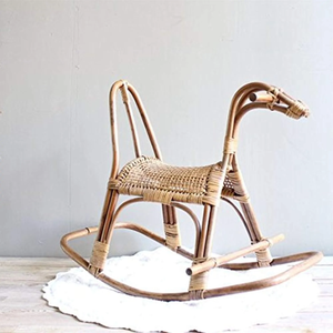 Chaise cheval à bascule en rotin naturel pour enfants, écologique, super mignon, style vintage, fabriqué au Vietnam - Product Image 3