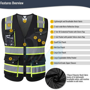 Chaleco de Seguridad para Trabajo en Exteriores, ANSI Clase 1, Impermeable, Logotipo Personalizado, Malla Transpirable/Nailon/Poliéster, Alta Calidad, MOQ Bajo - Product Image 3