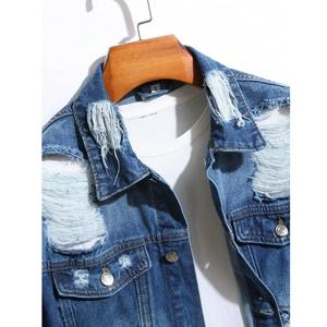 Bomber décontracté brodé tendance à la mode Veste respirante en denim de haute qualité Veste en jean pour hommes - Product Image 4