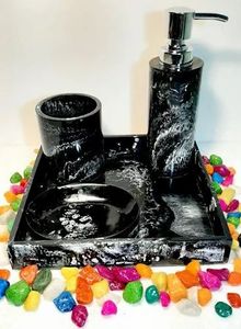 Juego de baño de resina con jabonera de faizacraft - Product Image 2