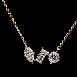 Collier élégant de 1.46 ct en forme mixte avec diamants cultivés en laboratoire Pendentif léger en or jaune 14 carats Bijoux fins Usage quotidien - Product Image 5