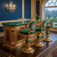 Ensemble de canapés en velours émeraude baroque sur mesure OE-FASHION, bois sculpté à la feuille d'or, ensemble de mobilier FF&E pour salon de villa