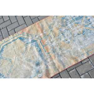 Alfombra Turca Vintage de 2.6x6.3 pies (80x193 cm), Alfombra Azul de Estilo Suroeste - Product Image 5