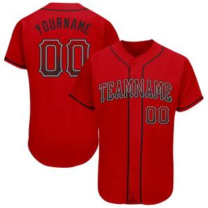 Ropa de equipo personalizada superventas, camiseta de béisbol de moda auténtica roja, negra y gris personalizada - Product Image 1