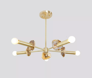 Lámpara de Araña Moderna de Latón y Ágata de 5 Brazos, Estilo Sputnik, Semi Empotrada, Hecha a Mano, Luz Blanca Suave, Decoración para el Hogar y la Sala de Estar - Product Image 6