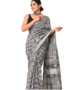 Sari en soie Banarasi de qualité supérieure, vêtement traditionnel indien pour femmes, coton Chanderi doux, imprimé numérique, bordure tissée - Product Image 1