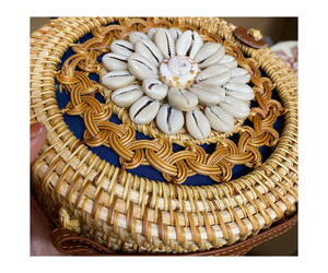 Sac rond de rotin de plage de shopping de voyage de poignée de croix d'été de femmes en gros - Product Image 1