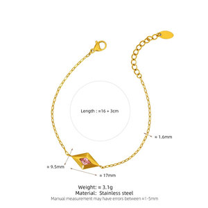 Trendy Non Tarnish Waterproof 316L Stainless Steel Pink 14k 18k Gold Plated Necklace <b>Bracelet</b> Zircon Jewelry <b>Set</b> for Women - Product Image 5