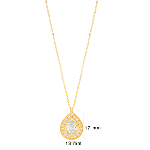 Collar de plata de ley 925 con forma de pera y circonita brillante, hecho a mano - Product Image 2