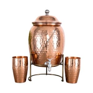 Réservoir de stockage d'eau en cuivre élégant avec pot distributeur de lunettes support en métal pour usage domestique pot d'eau potable meilleure qualité - Product Image 1