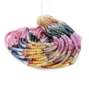 Perles Rondelles Facettées en Saphir Naturel 4mm Multicolores Effet Diamant Poli pour la Fabrication de Bijoux Perles Rubis Rouges - Product Image 3