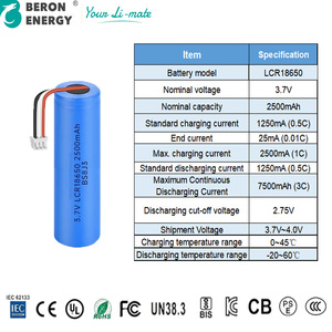 Paquete de Baterías de Iones de Litio de 2500 mAh 18650, Batería Cilíndrica Recargable para Herramientas Eléctricas <span class=keywords><strong>DeWalt</strong></span>, <span class=keywords><strong>Makita</strong></span>, <span class=keywords><strong>Milwaukee</strong></span>, <span class=keywords><strong>Bosch</strong></span>, OEM - Product Image 2