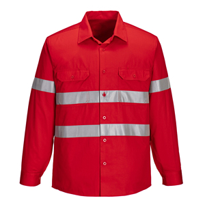 Fabricants de vêtements de sécurité de couleur rouge chemises de vêtements de travail antistatiques résistantes aux flammes à bas prix - Product Image 1