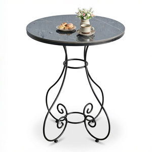 Traditional 60cm Round <b>Coffee</b> <b>Table</b> with Durable Ceramic Top and Decorative Oak <b>Legs</b> CFD68132 <b>for</b> Living Room Use - Product Image 1